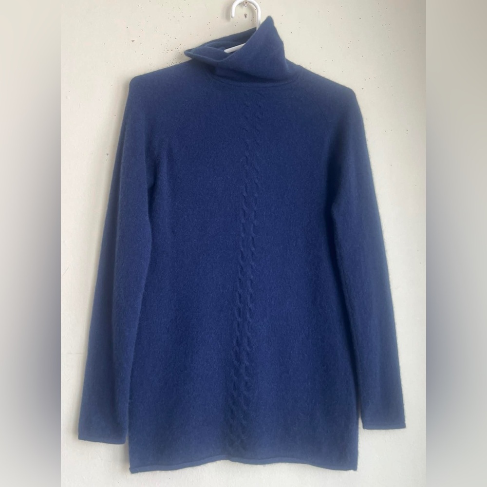 Classic Navy Cashmere Turtleneck Sweater